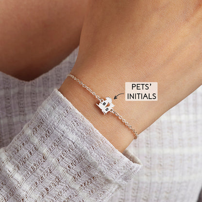 Custom Dog Cat Bracelet, Pet Initial Bracelet, Dog Mom Gifts